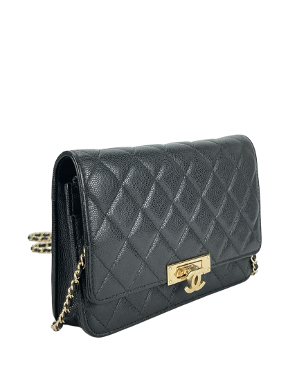 CHANEL - Black Caviar Quilted Classic Wallet On Chain (WOC)