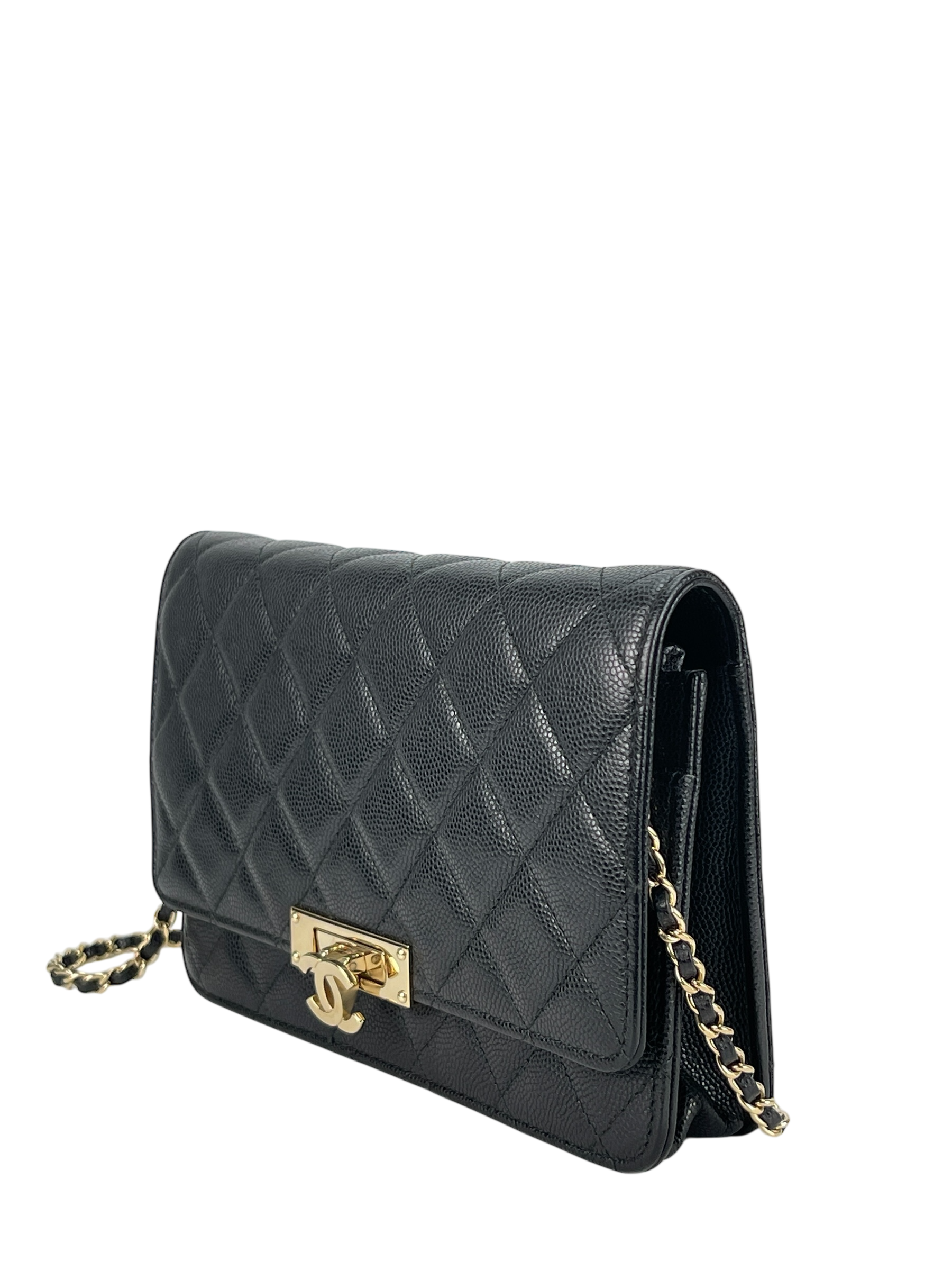 CHANEL - Black Caviar Quilted Classic Wallet On Chain (WOC)
