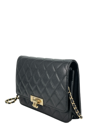 CHANEL - Black Caviar Quilted Classic Wallet On Chain (WOC)