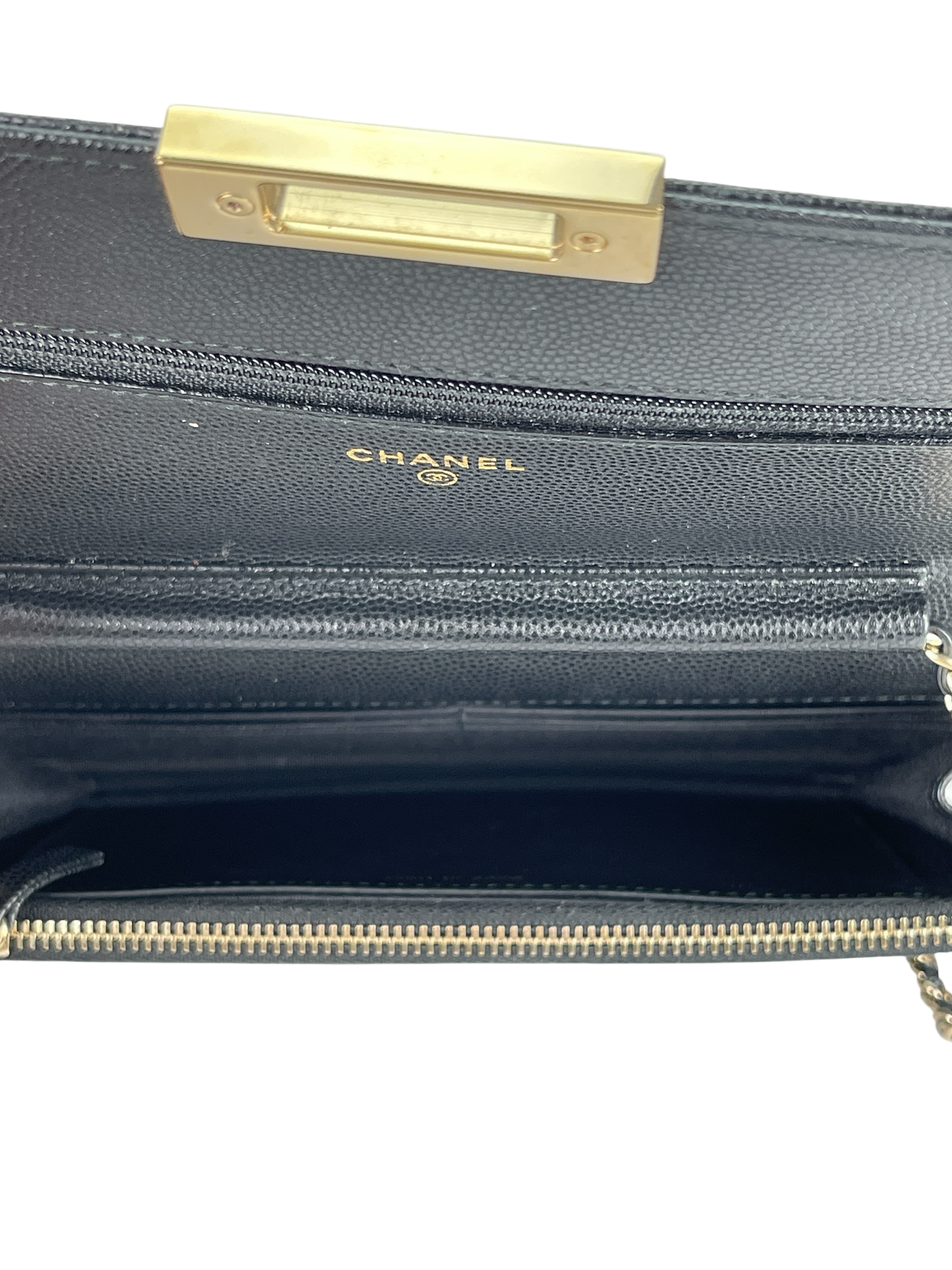 CHANEL - Black Caviar Quilted Classic Wallet On Chain (WOC)