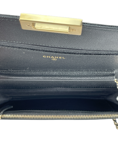 CHANEL - Black Caviar Quilted Classic Wallet On Chain (WOC)
