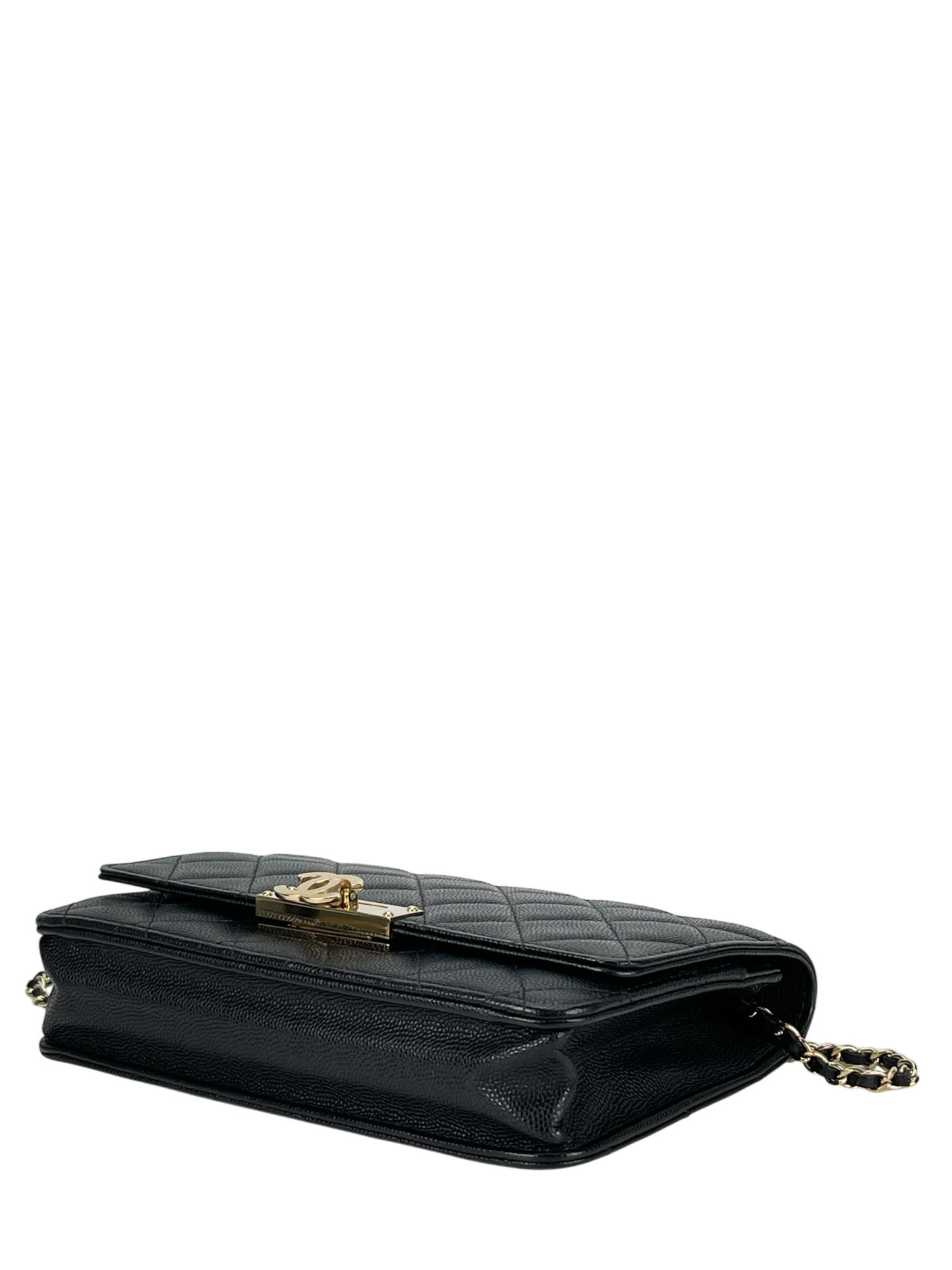 CHANEL - Black Caviar Quilted Classic Wallet On Chain (WOC)