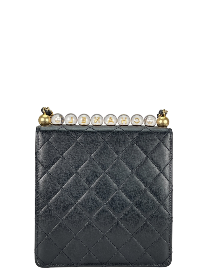 CHANEL - Black Lambskin Mini Chic Vertical Pearls Flap Bag