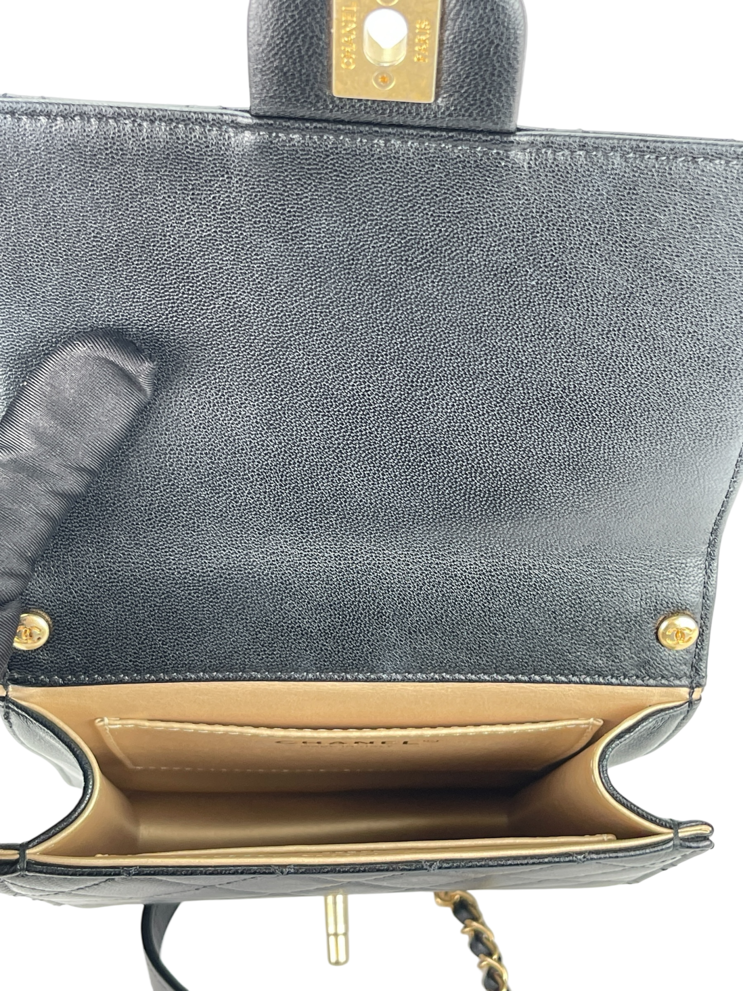 CHANEL - Black Lambskin Mini Chic Vertical Pearls Flap Bag