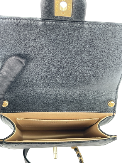 CHANEL - Black Lambskin Mini Chic Vertical Pearls Flap Bag