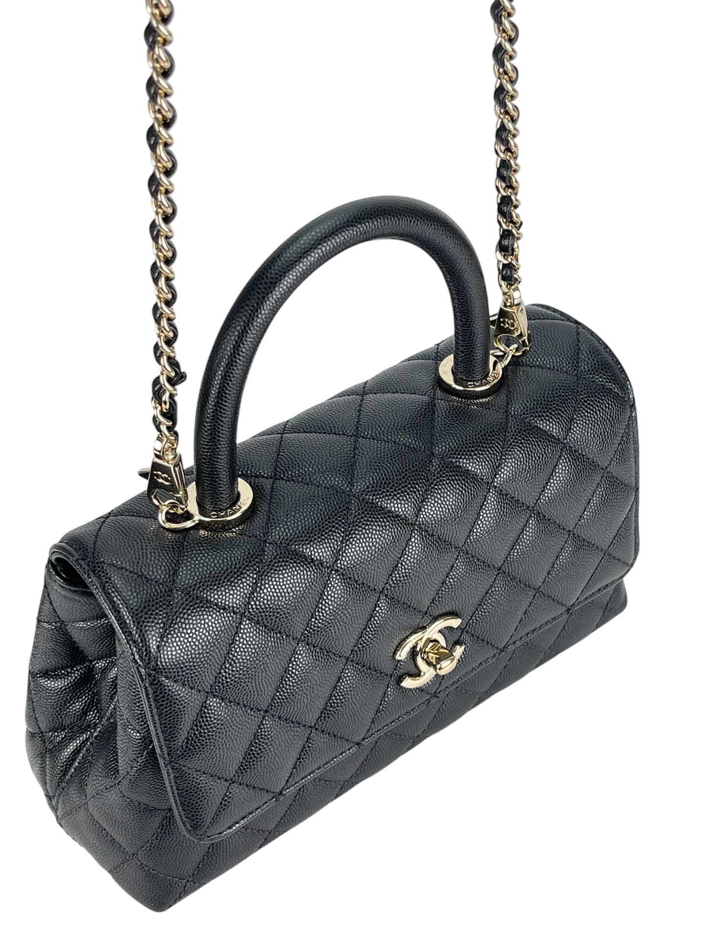 CHANEL - Coco Handle 24 XS Black Caviar 2Way Gold Hardware