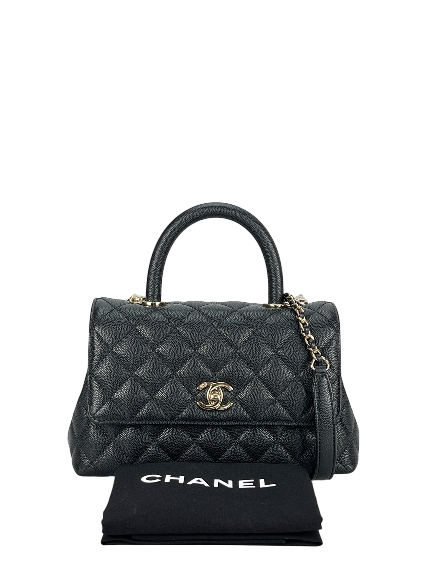 CHANEL - Coco Handle 24 XS Black Caviar 2Way Gold Hardware