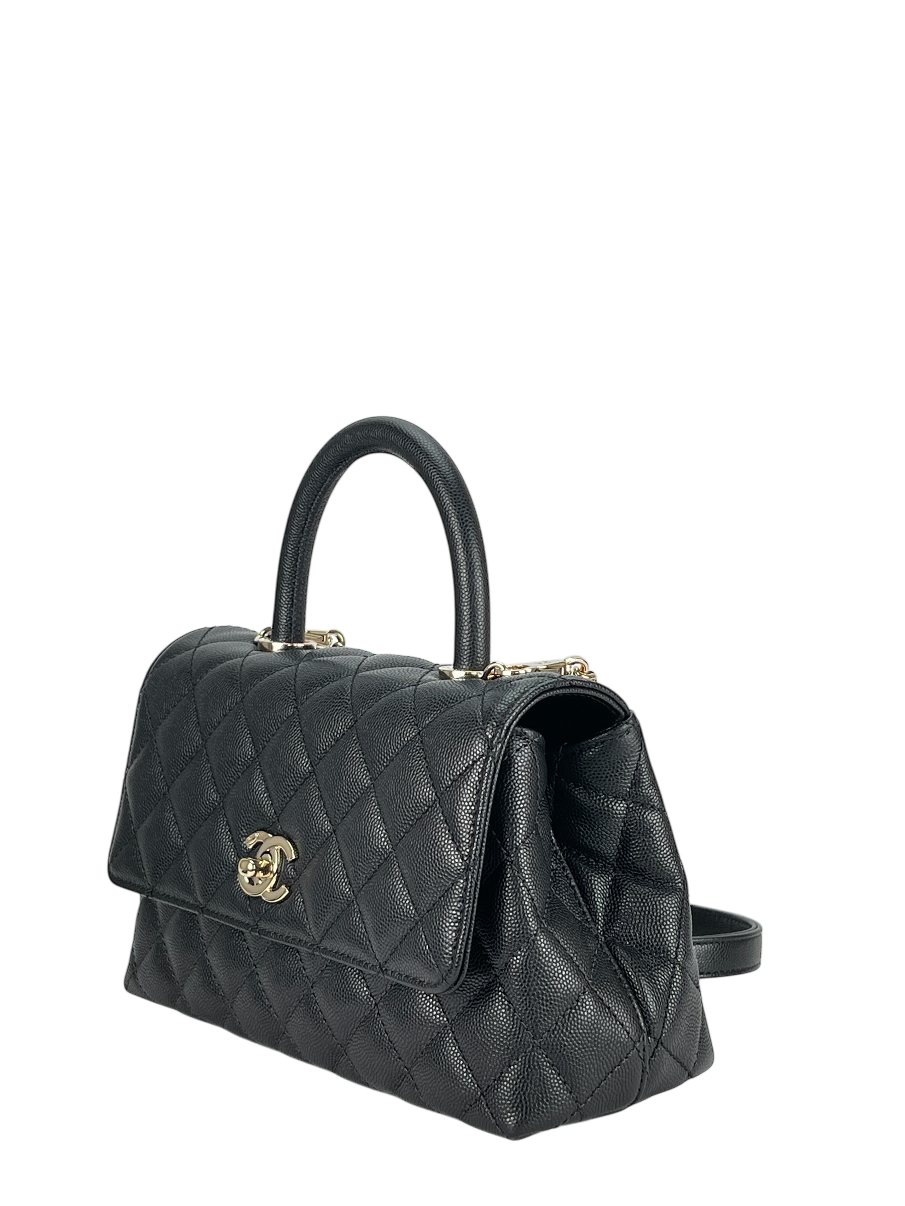 CHANEL - Coco Handle 24 XS Black Caviar 2Way Gold Hardware