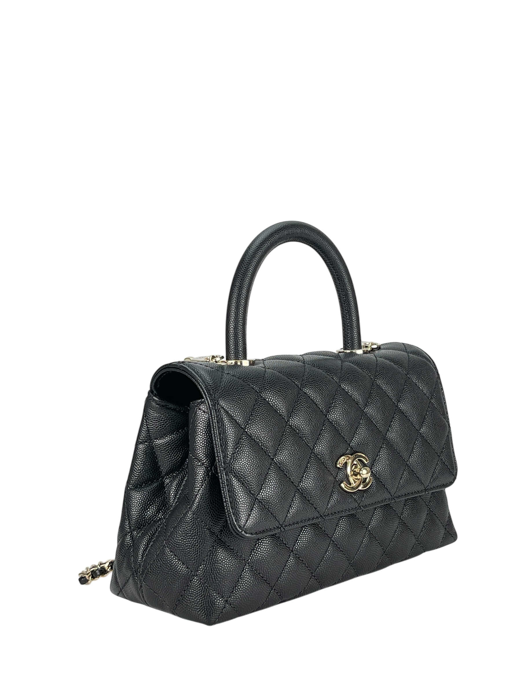 CHANEL - Coco Handle 24 XS Black Caviar 2Way Gold Hardware