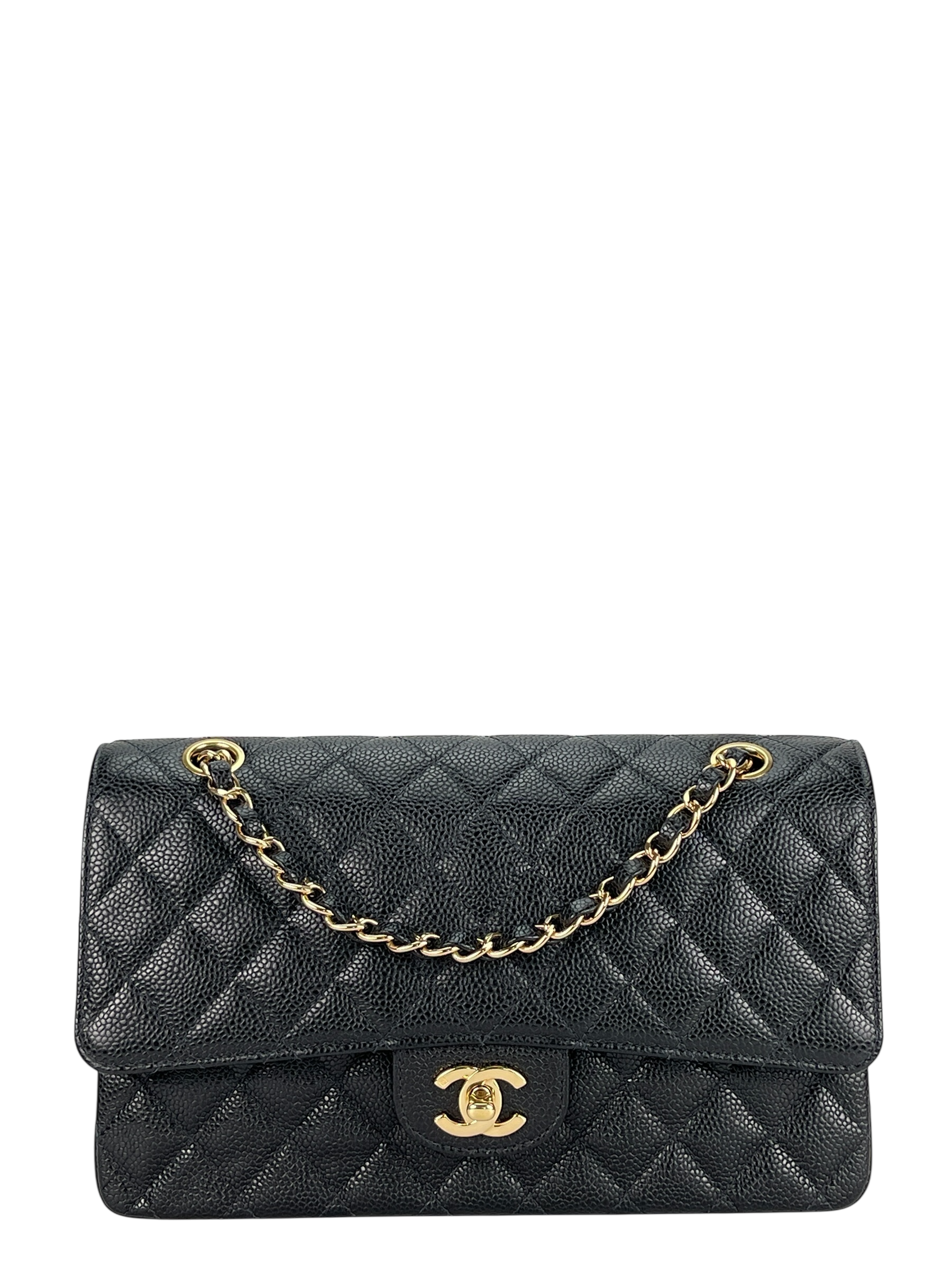 CHANEL - Medium Classic Double Flap Bag Black Caviar Gold Hardware (CF25)