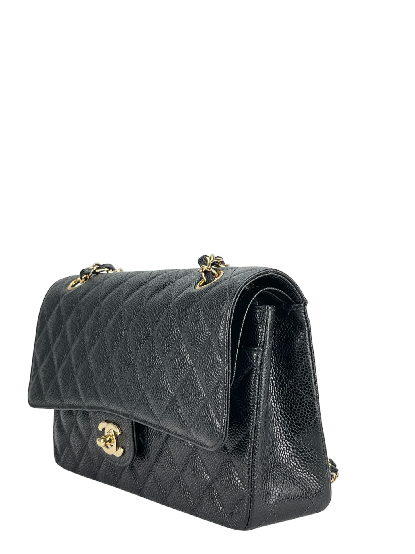 CHANEL - Medium Classic Double Flap Bag Black Caviar Gold Hardware (CF25)