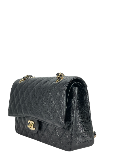 CHANEL - Medium Classic Double Flap Bag Black Caviar Gold Hardware (CF25)