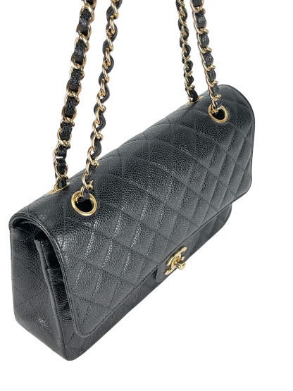 CHANEL - Medium Classic Double Flap Bag Black Caviar Gold Hardware (CF25)
