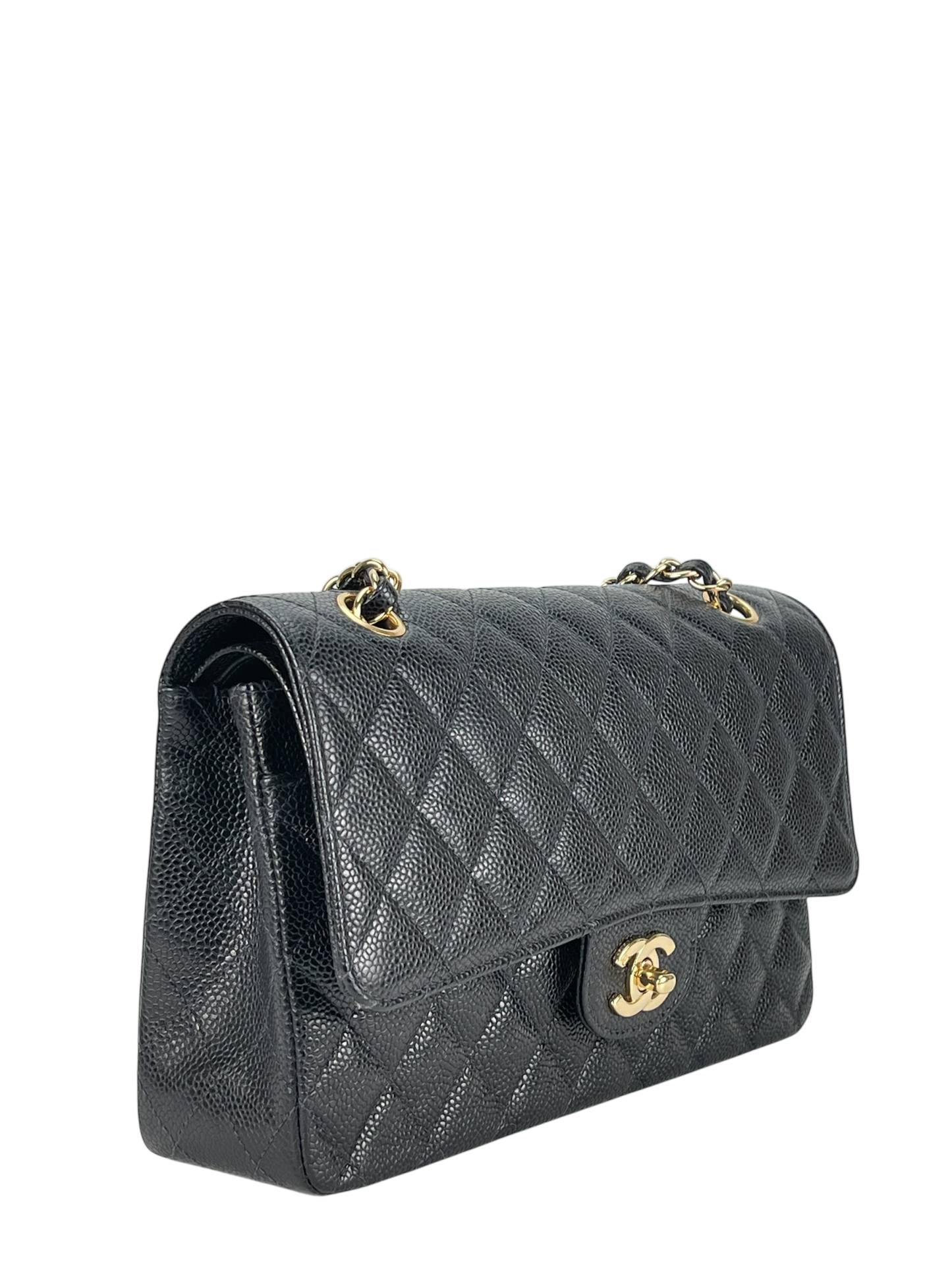 CHANEL - Medium Classic Double Flap Bag Black Caviar Gold Hardware (CF25)