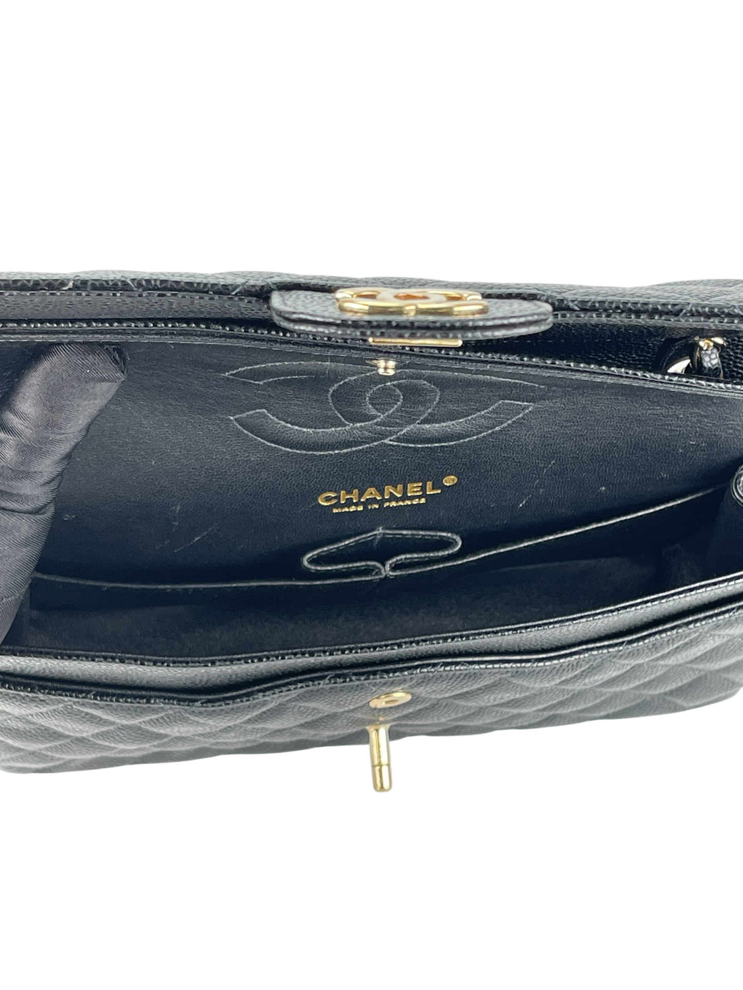 CHANEL - Medium Classic Double Flap Bag Black Caviar Gold Hardware (CF25)