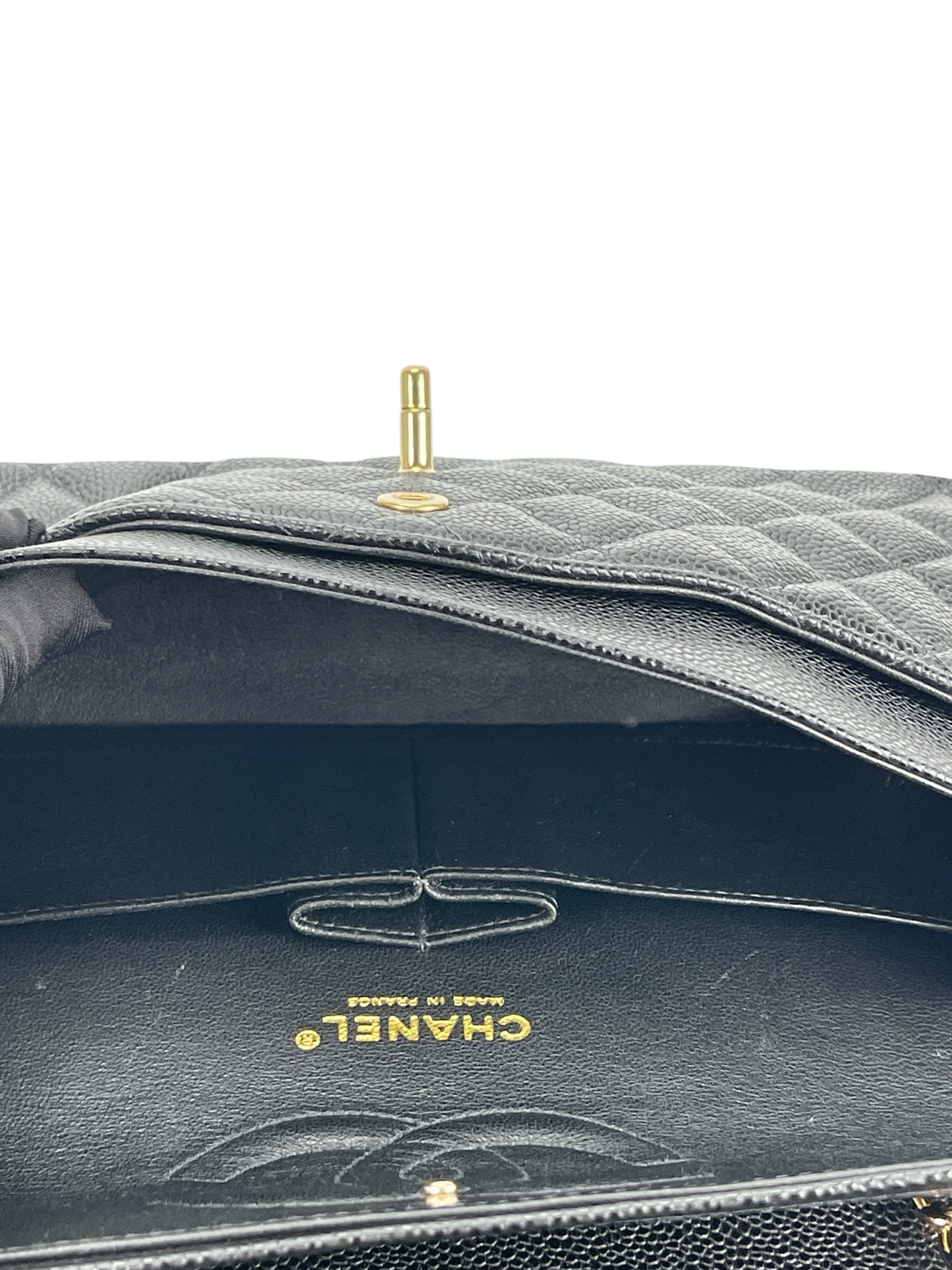 CHANEL - Medium Classic Double Flap Bag Black Caviar Gold Hardware (CF25)