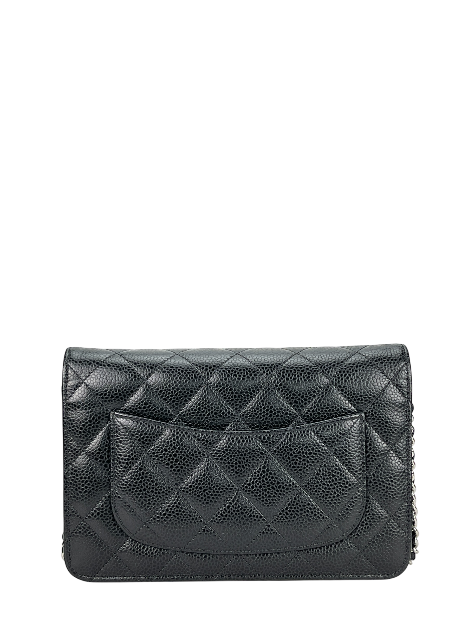 CHANEL - Black Caviar Wallet On Chain Silver-Tone Metal (WOC)