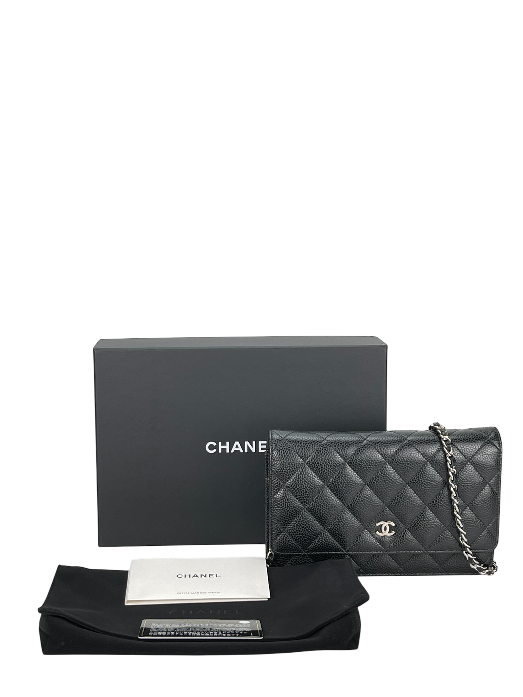 CHANEL - Black Caviar Wallet On Chain Silver-Tone Metal (WOC)