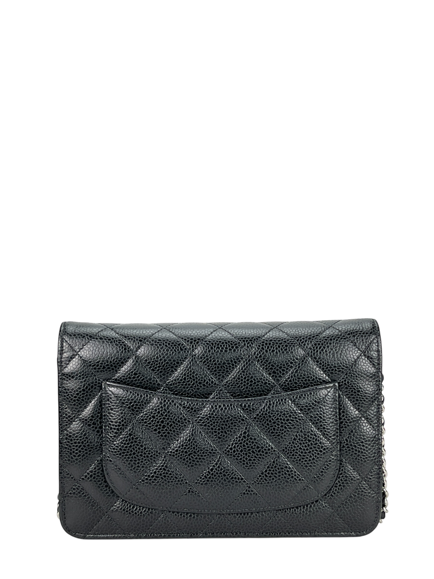 CHANEL - Black Caviar Wallet On Chain Silver-Tone Metal (WOC)