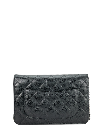 CHANEL - Black Caviar Wallet On Chain Silver-Tone Metal (WOC)