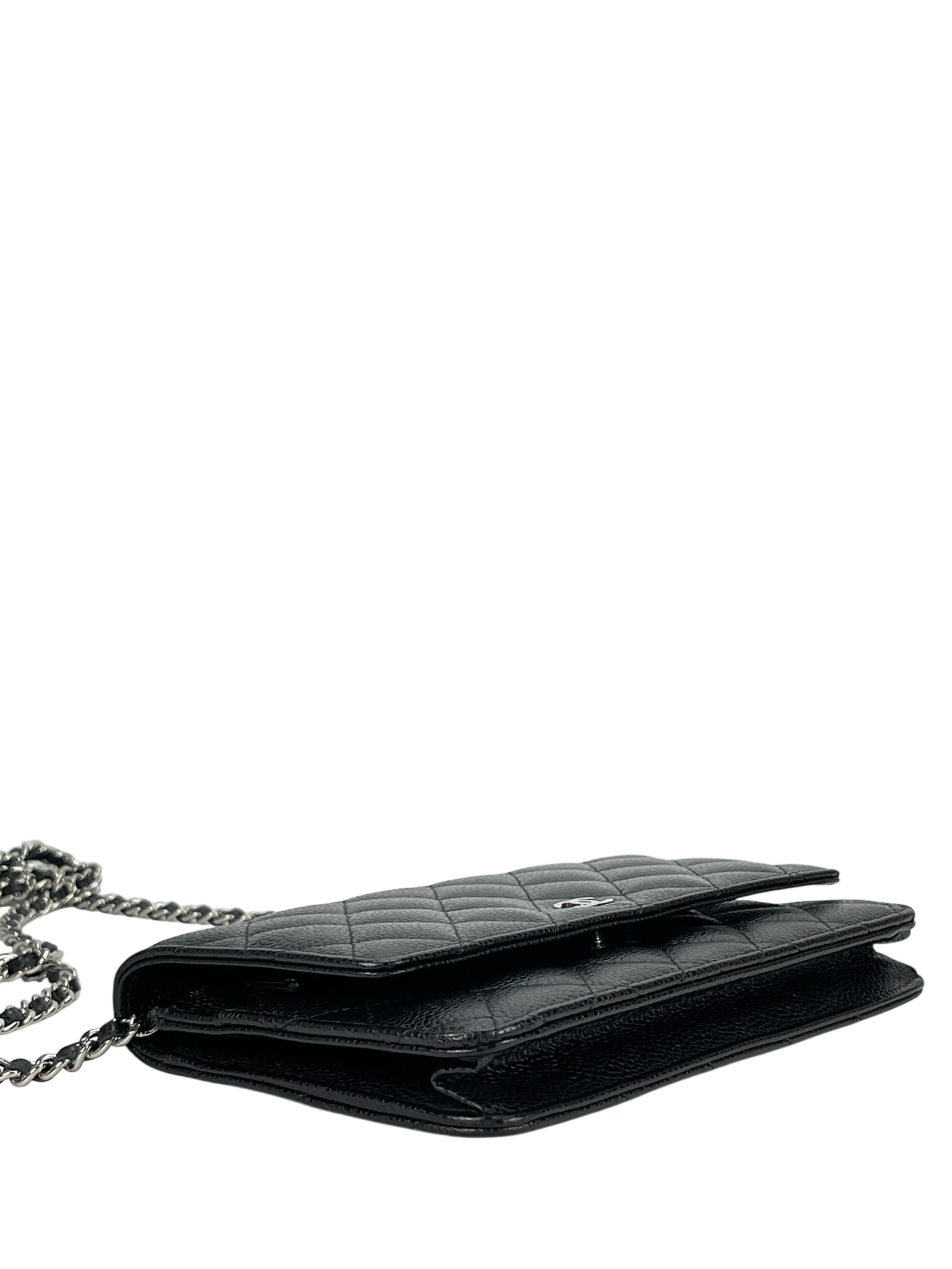 CHANEL - Black Caviar Wallet On Chain Silver-Tone Metal (WOC)