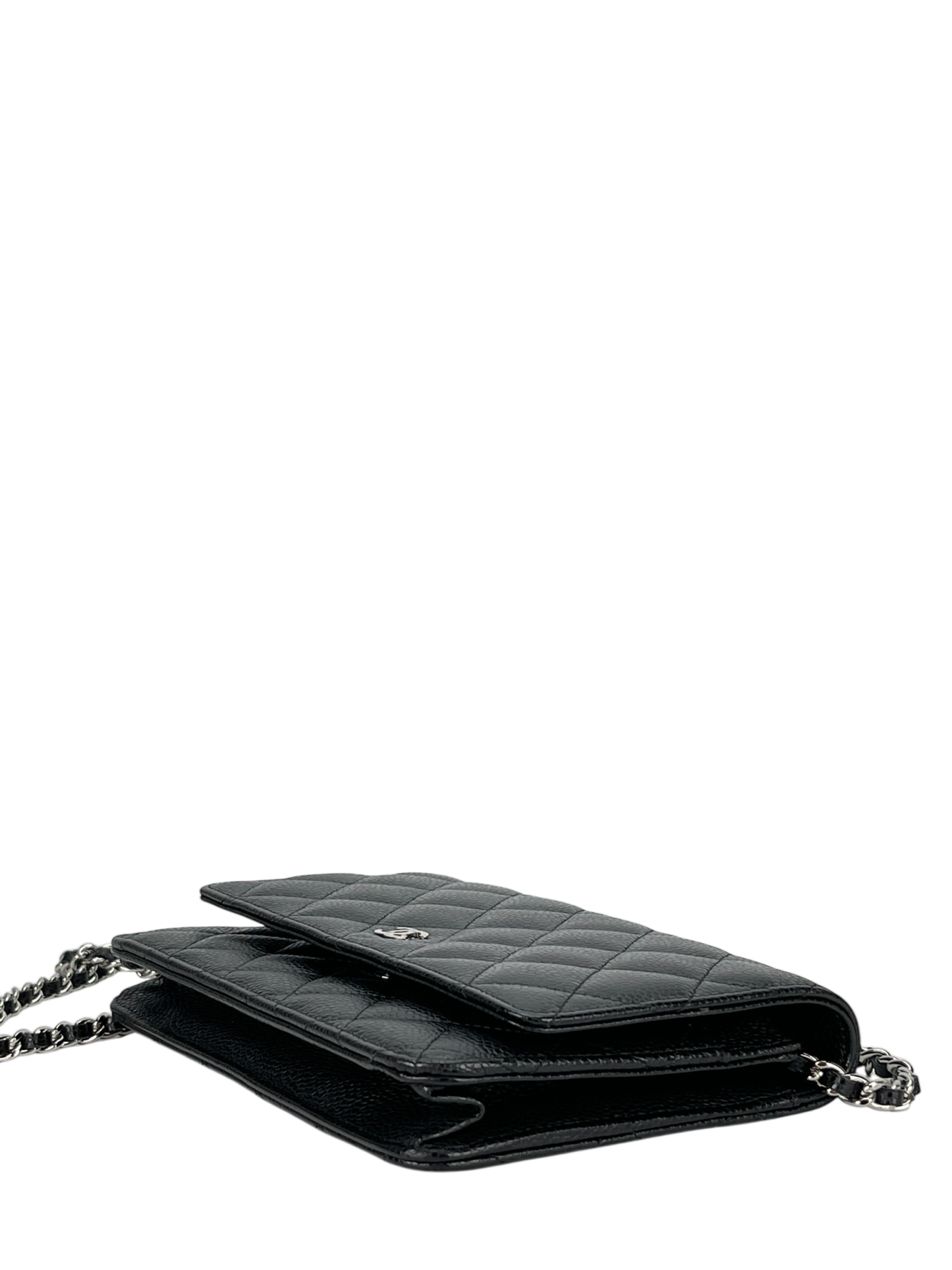 CHANEL - Black Caviar Wallet On Chain Silver-Tone Metal (WOC)
