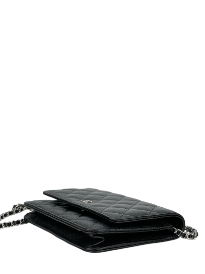 CHANEL - Black Caviar Wallet On Chain Silver-Tone Metal (WOC)
