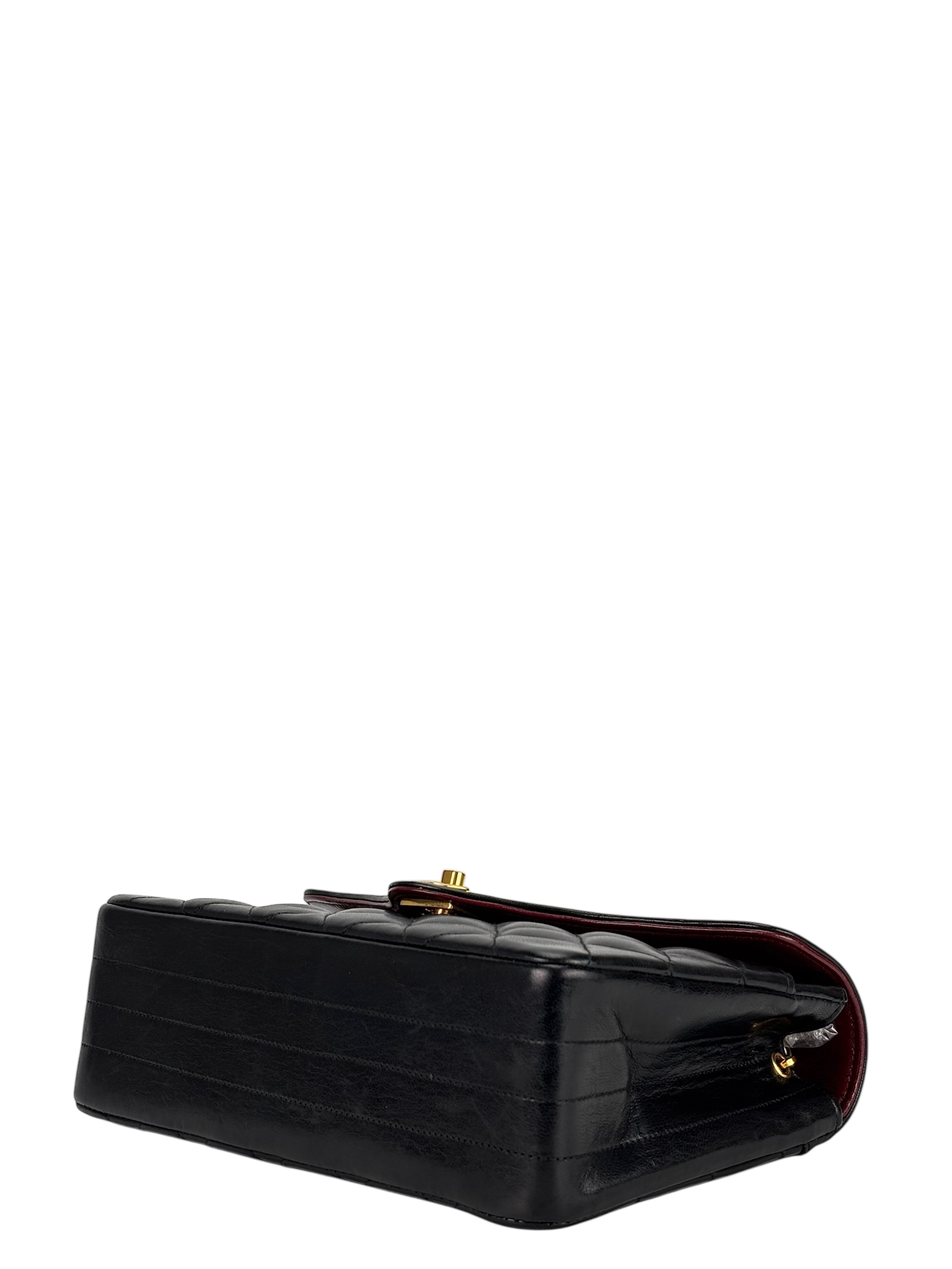 CHANEL - Black Lambskin Matelasse Chain Shoulder Bag Gold Hardware