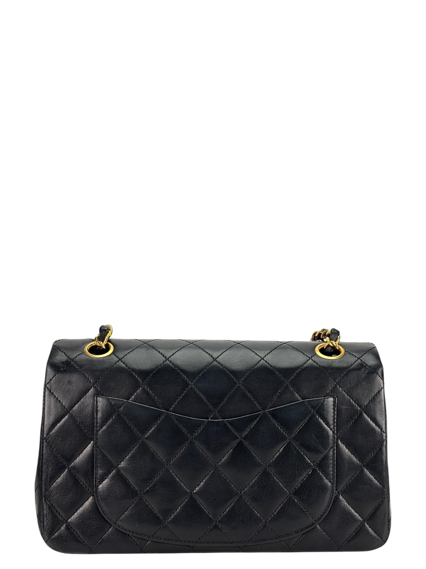 CHANEL - Small Classic Double Flap Bag Black Lambskin Gold Hardware (CF23)