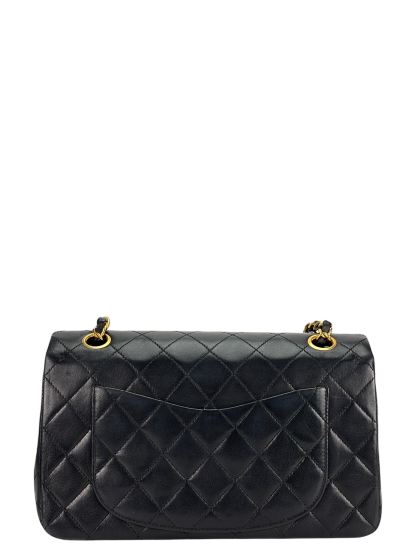 CHANEL - Small Classic Double Flap Bag Black Lambskin Gold Hardware (CF23)