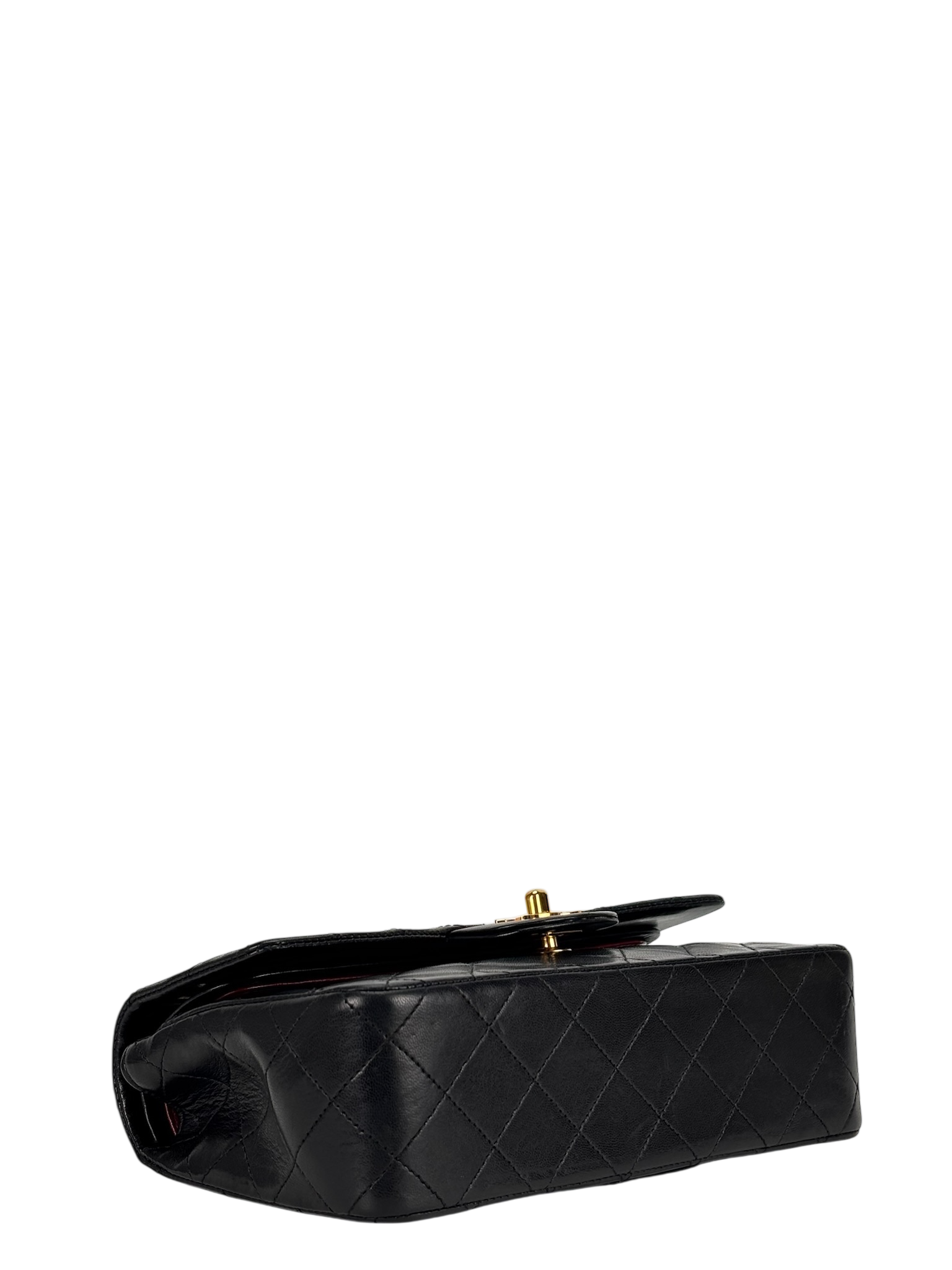 CHANEL - Small Classic Double Flap Bag Black Lambskin Gold Hardware (CF23)