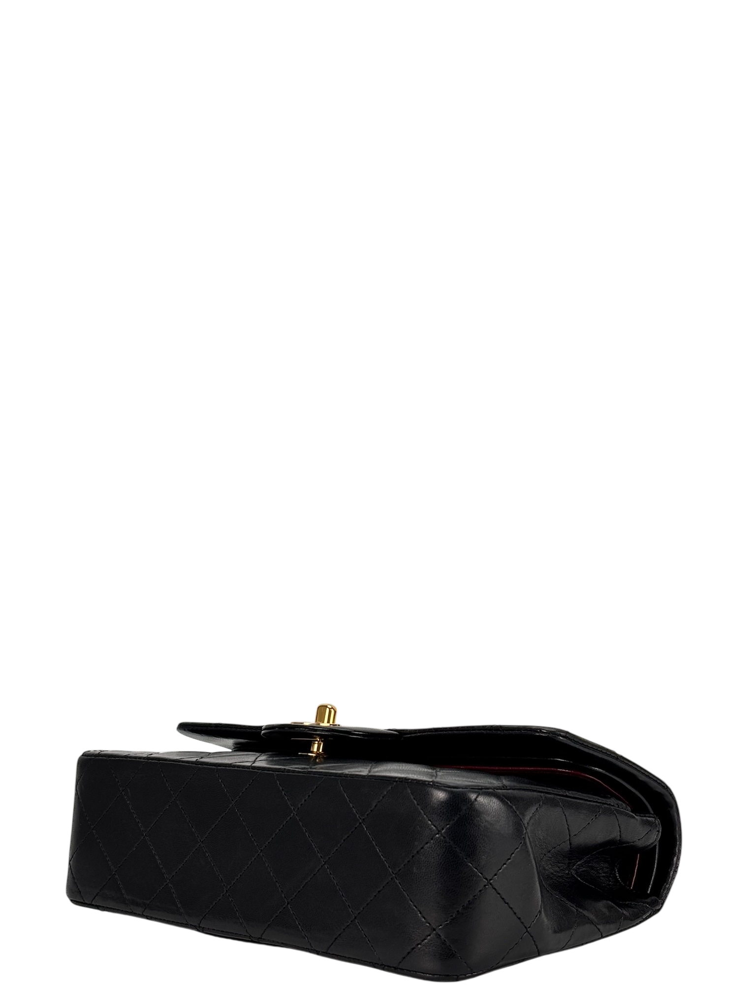 CHANEL - Small Classic Double Flap Bag Black Lambskin Gold Hardware (CF23)