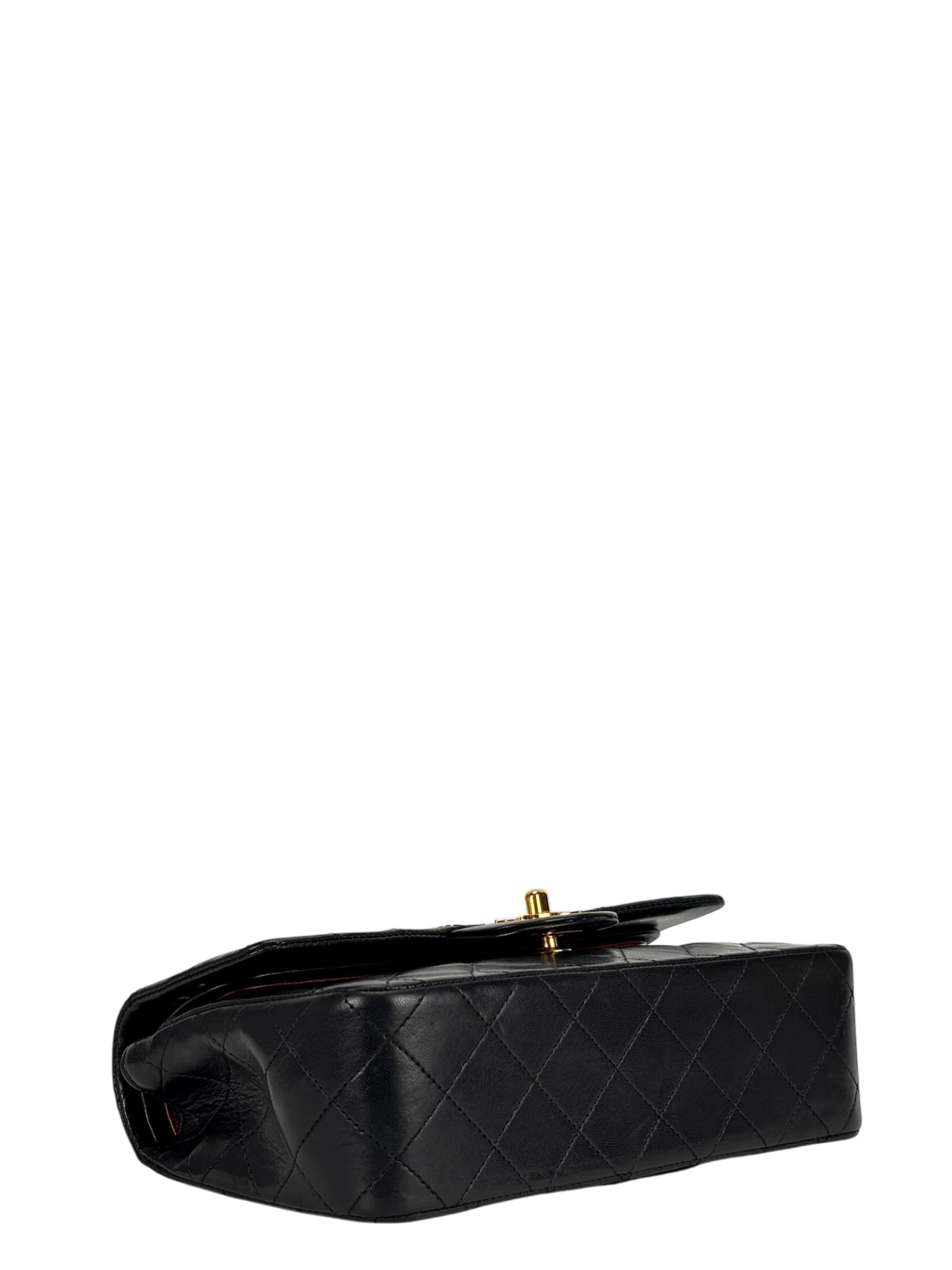 CHANEL - Small Classic Double Flap Bag Black Lambskin Gold Hardware (CF23)