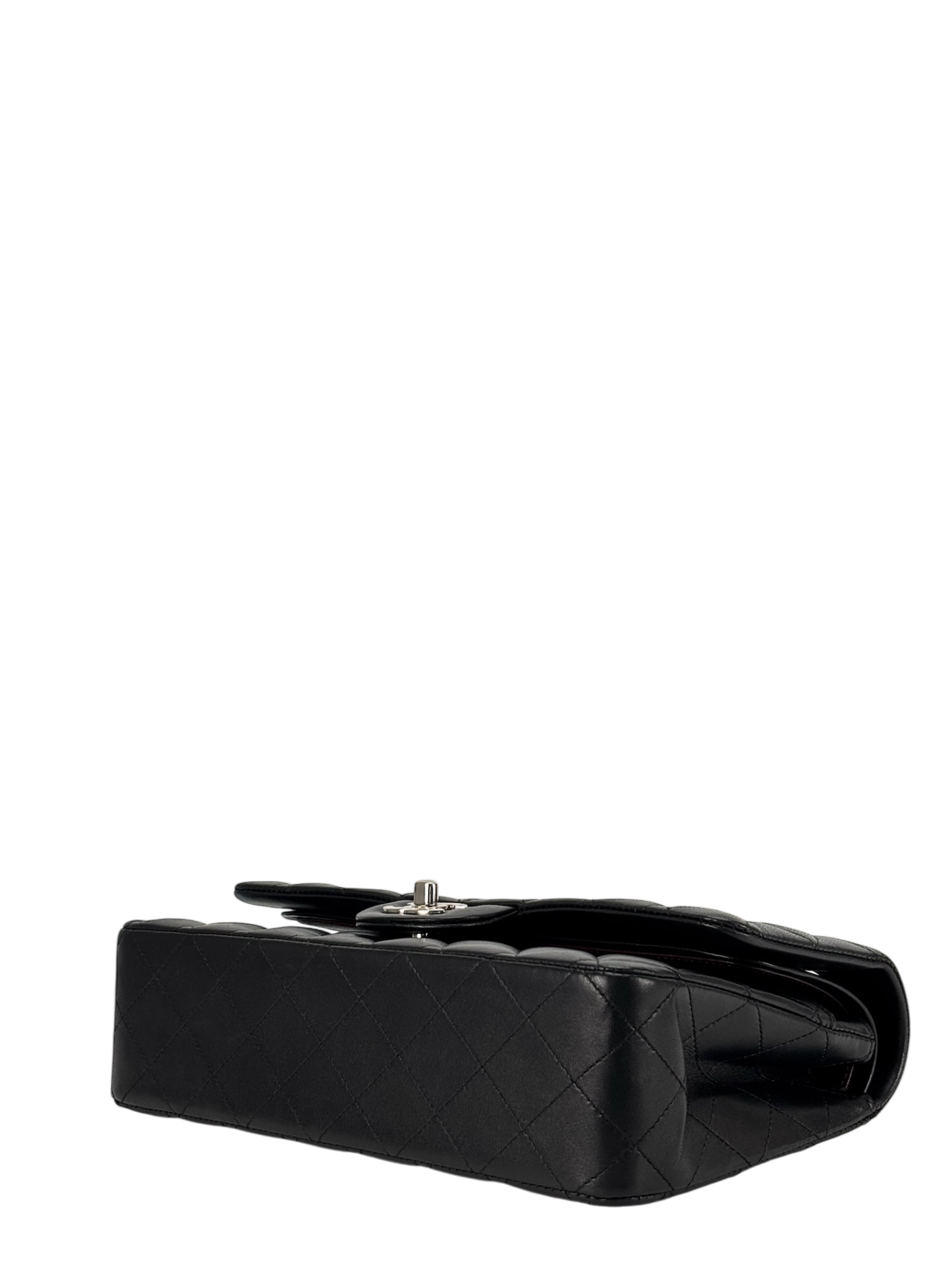 CHANEL - Medium Classic Double Flap Bag Black Lambskin Sliver Hardware (CF25)