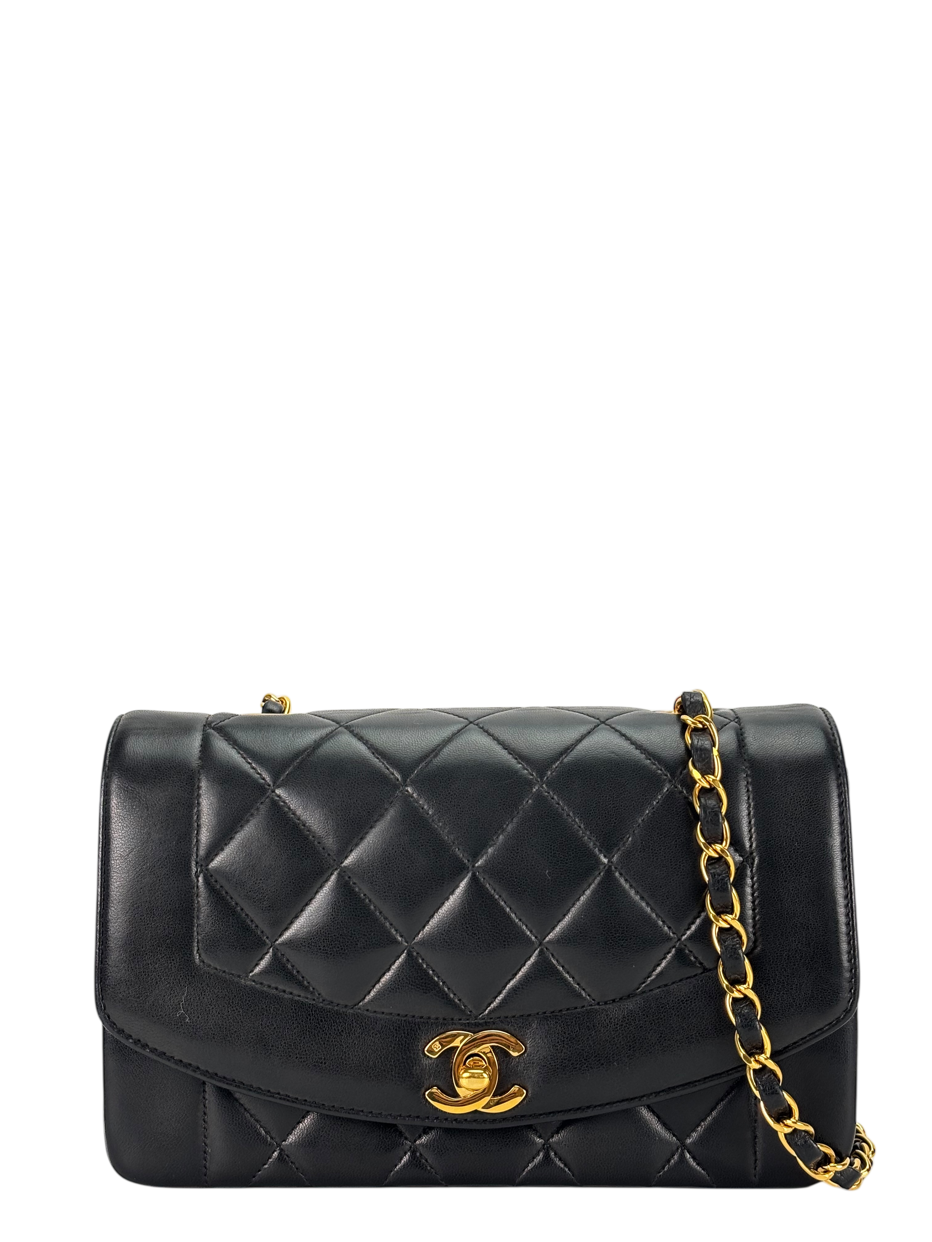 CHANEL - Black Lambskin Small Diana Shoulder Bag