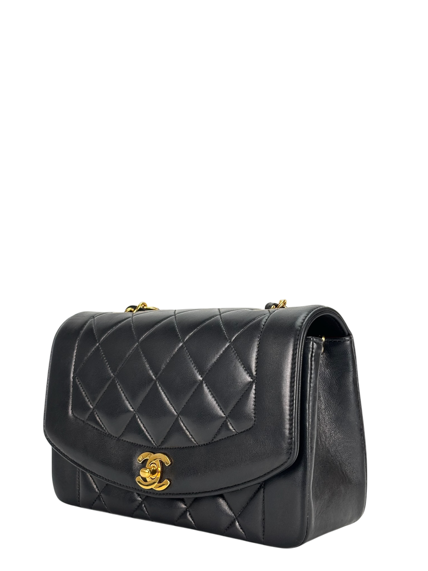 CHANEL - Black Lambskin Small Diana Shoulder Bag