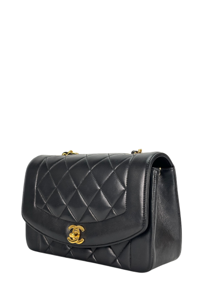 CHANEL - Black Lambskin Small Diana Shoulder Bag
