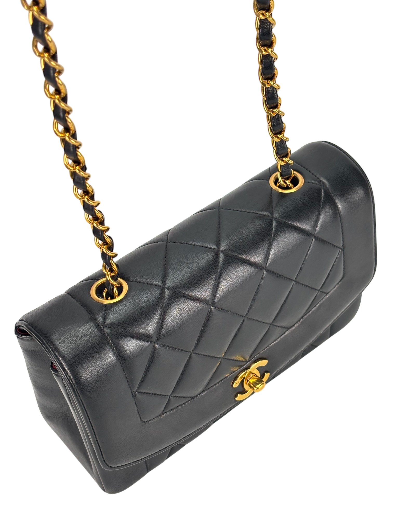 CHANEL - Black Lambskin Small Diana Shoulder Bag