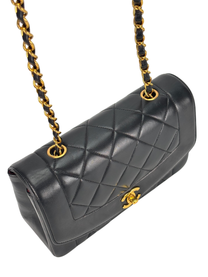 CHANEL - Black Lambskin Small Diana Shoulder Bag