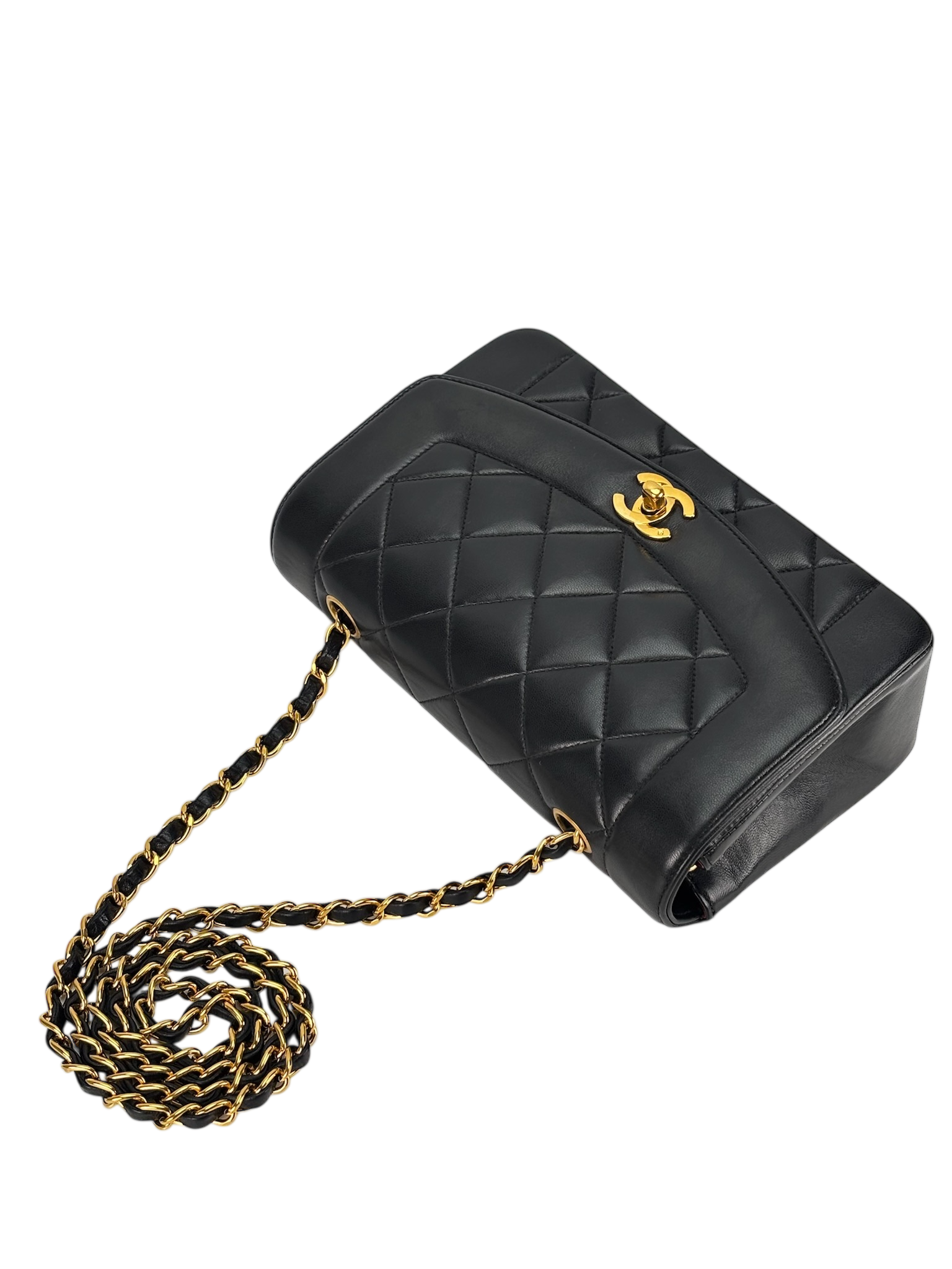 CHANEL - Black Lambskin Small Diana Shoulder Bag