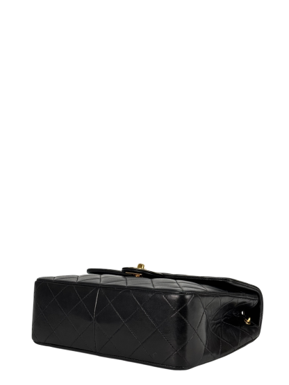 CHANEL - Black Lambskin Mini Classic Square Flap Shoulder Bag 20