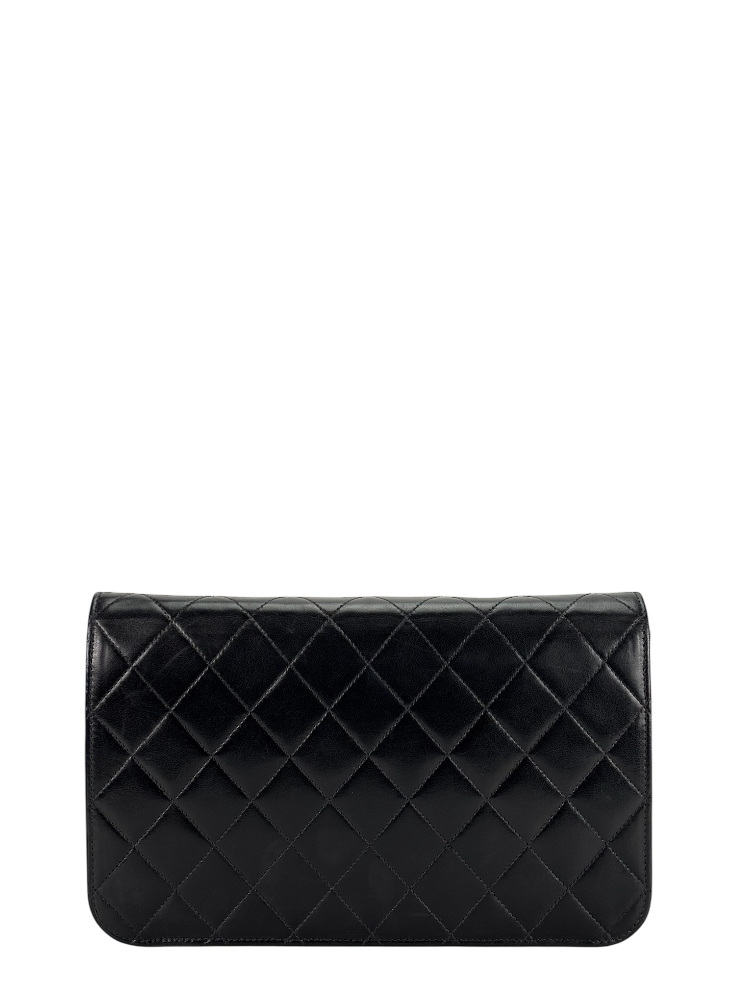 CHANEL - Black Lambskin Quilted Leather Shoulder Bag