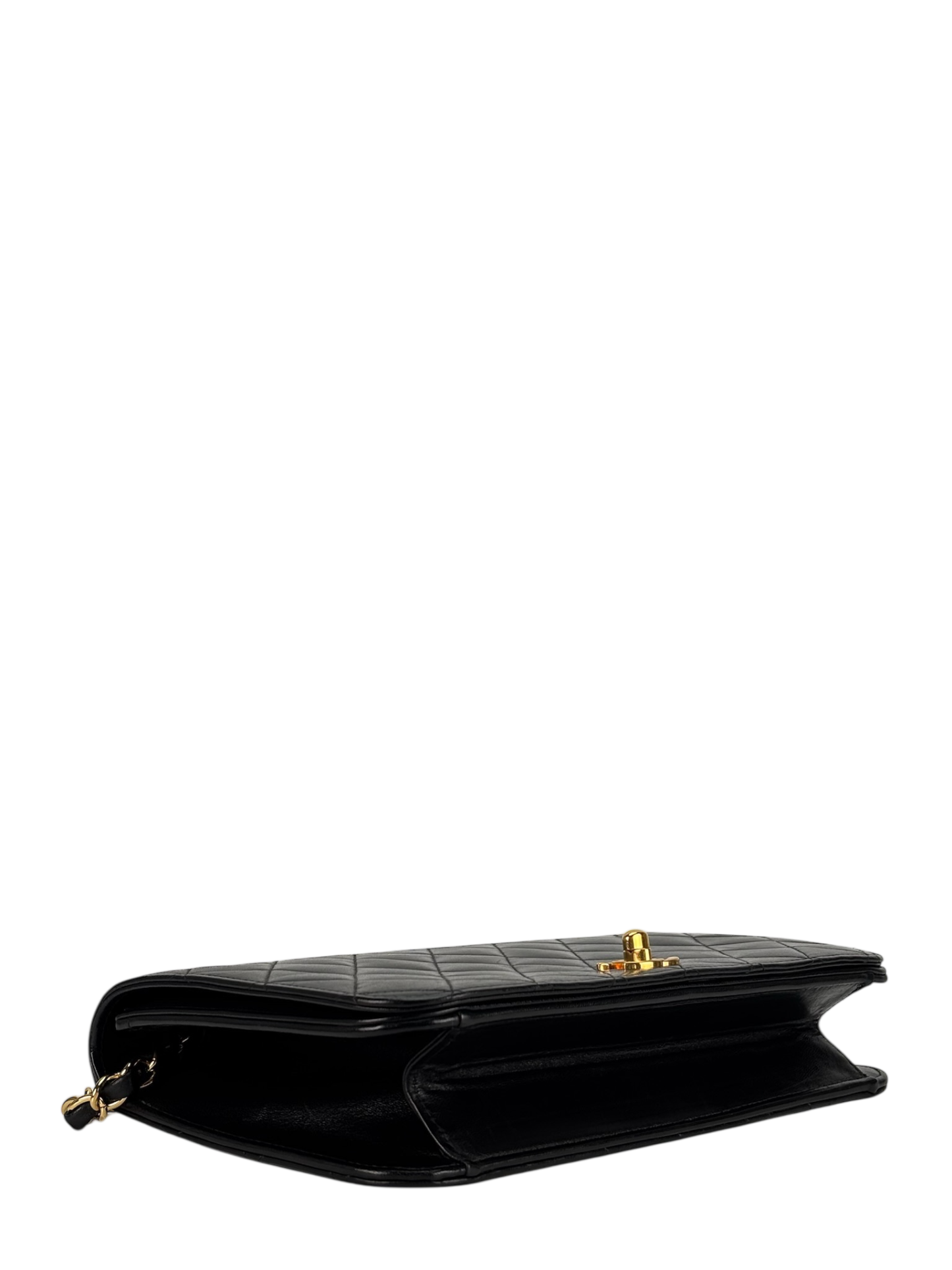 CHANEL - Black Lambskin Quilted Leather Shoulder Bag