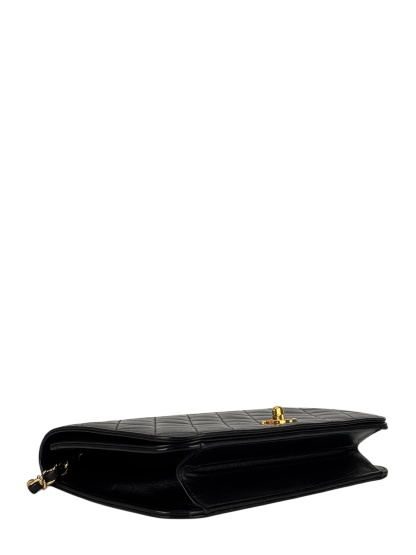 CHANEL - Black Lambskin Quilted Leather Shoulder Bag