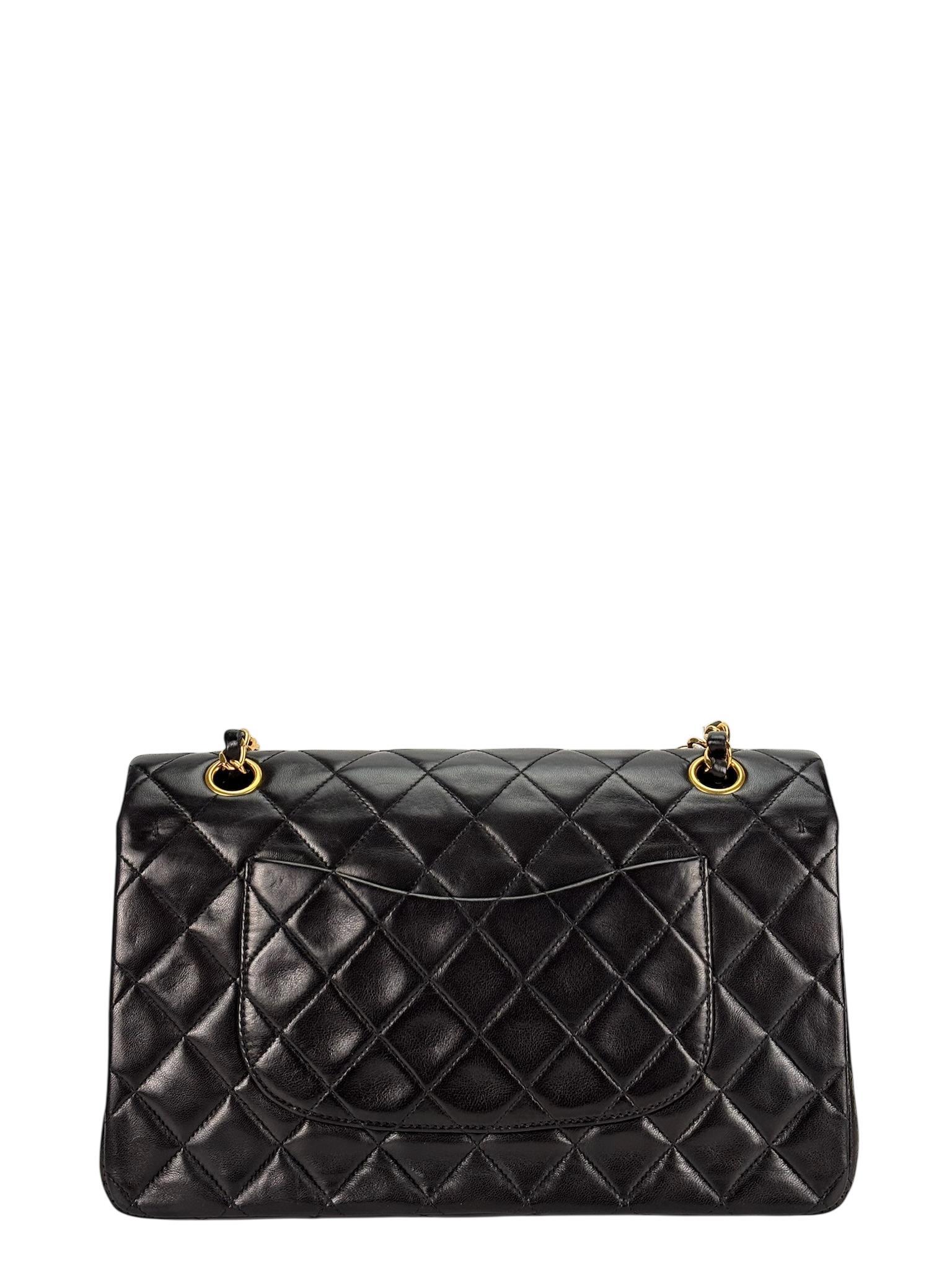 CHANEL - Medium Classic Double Flap Bag Black Lambskin Gold Hardware (CF25) 