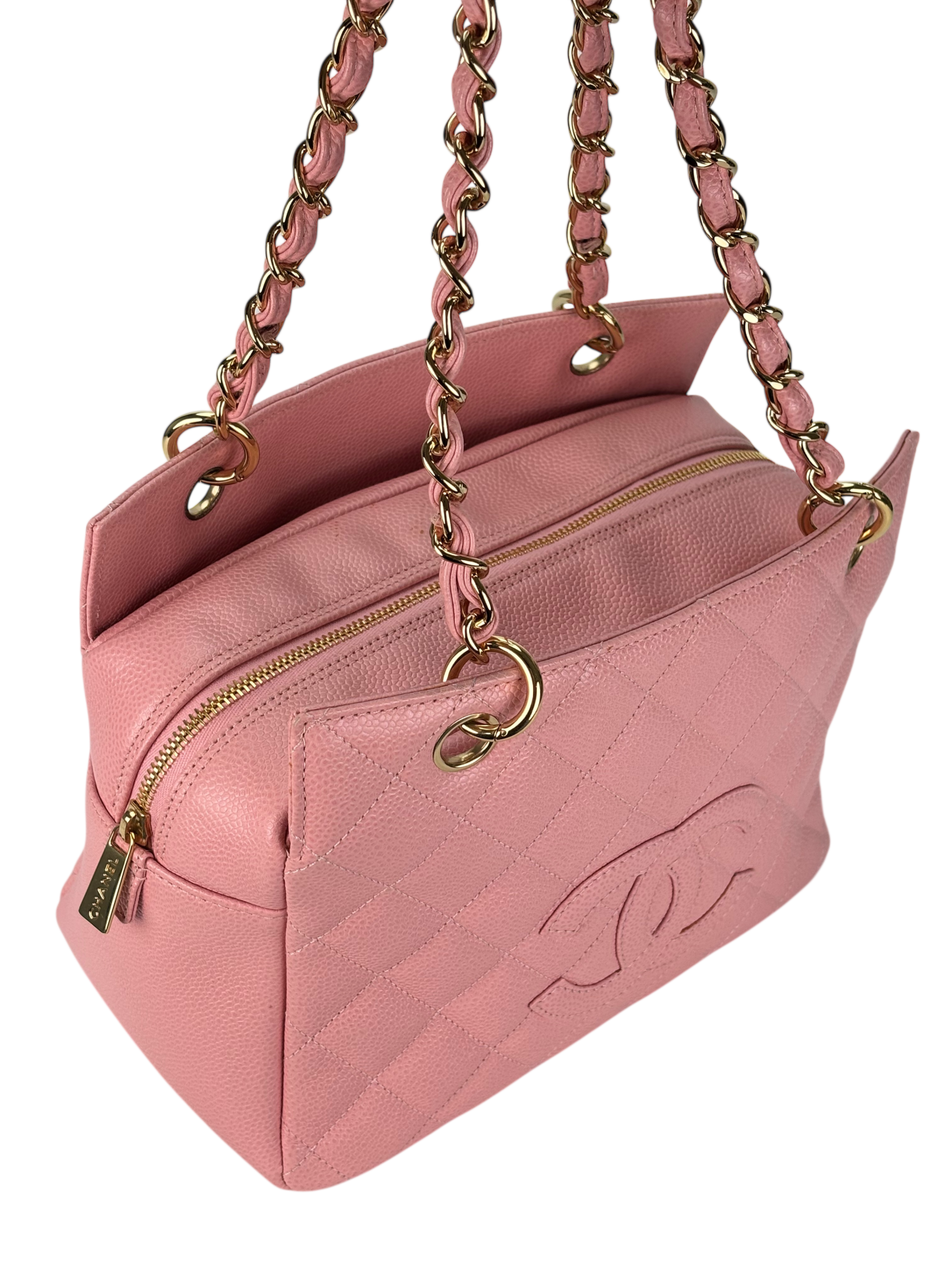 CHANEL - Pink Caviar Petite Timeless Tote PTT Chain Gold Hardware