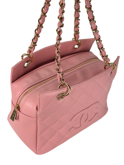 CHANEL - Pink Caviar Petite Timeless Tote PTT Chain Gold Hardware