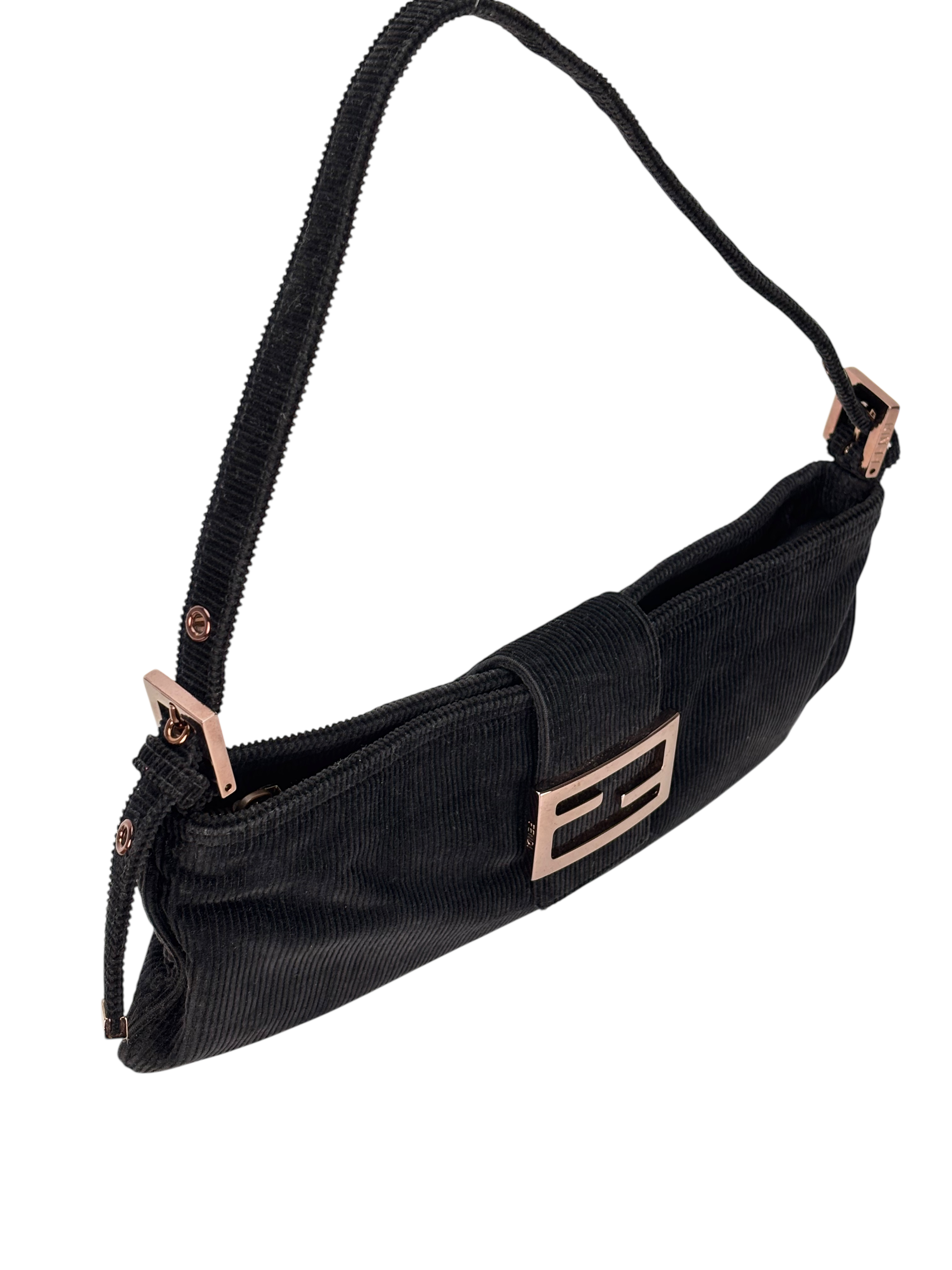 FENDI - Black Mamma Bucket Corduroy Shoulder Bag