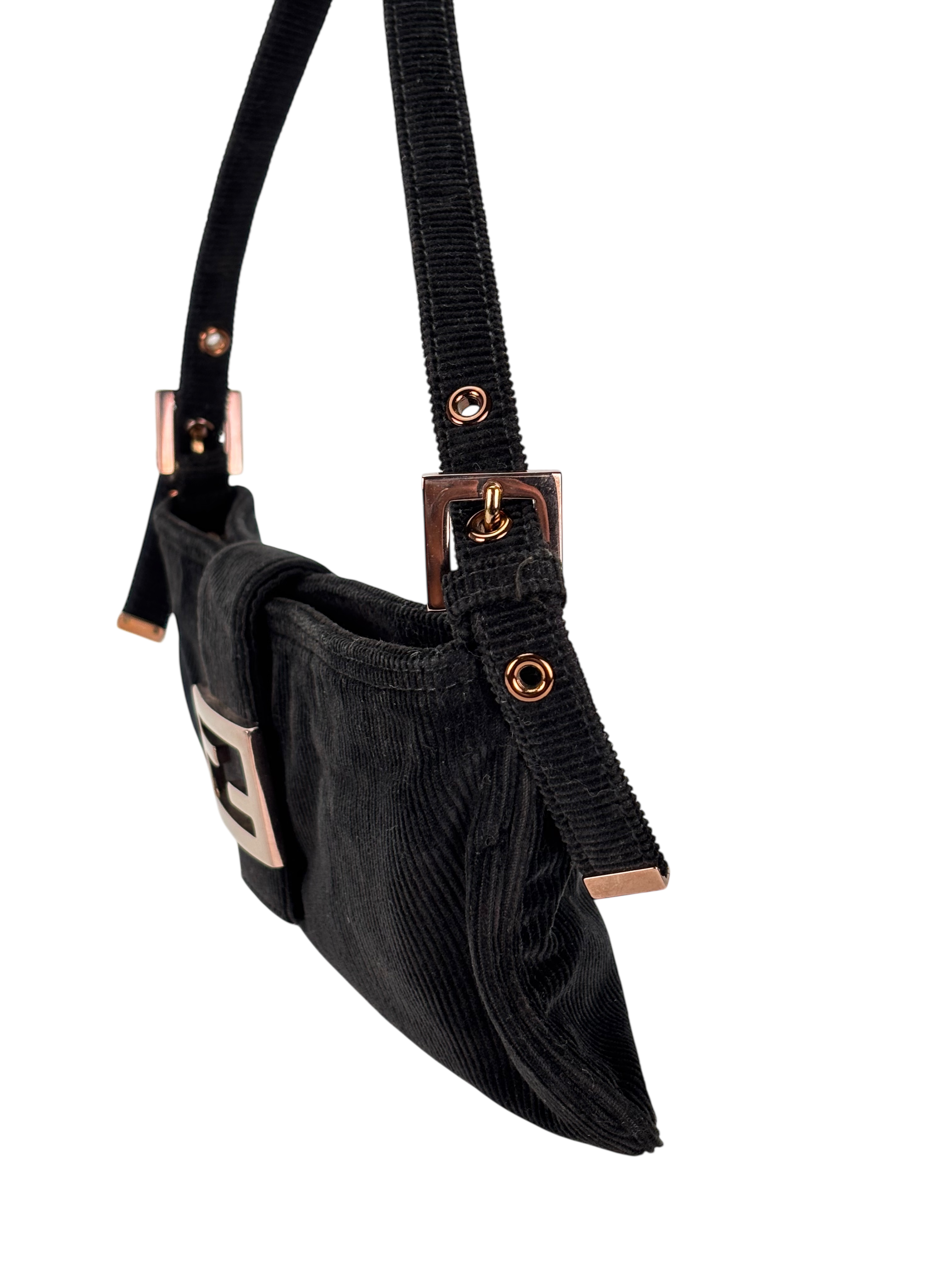 FENDI - Black Mamma Bucket Corduroy Shoulder Bag