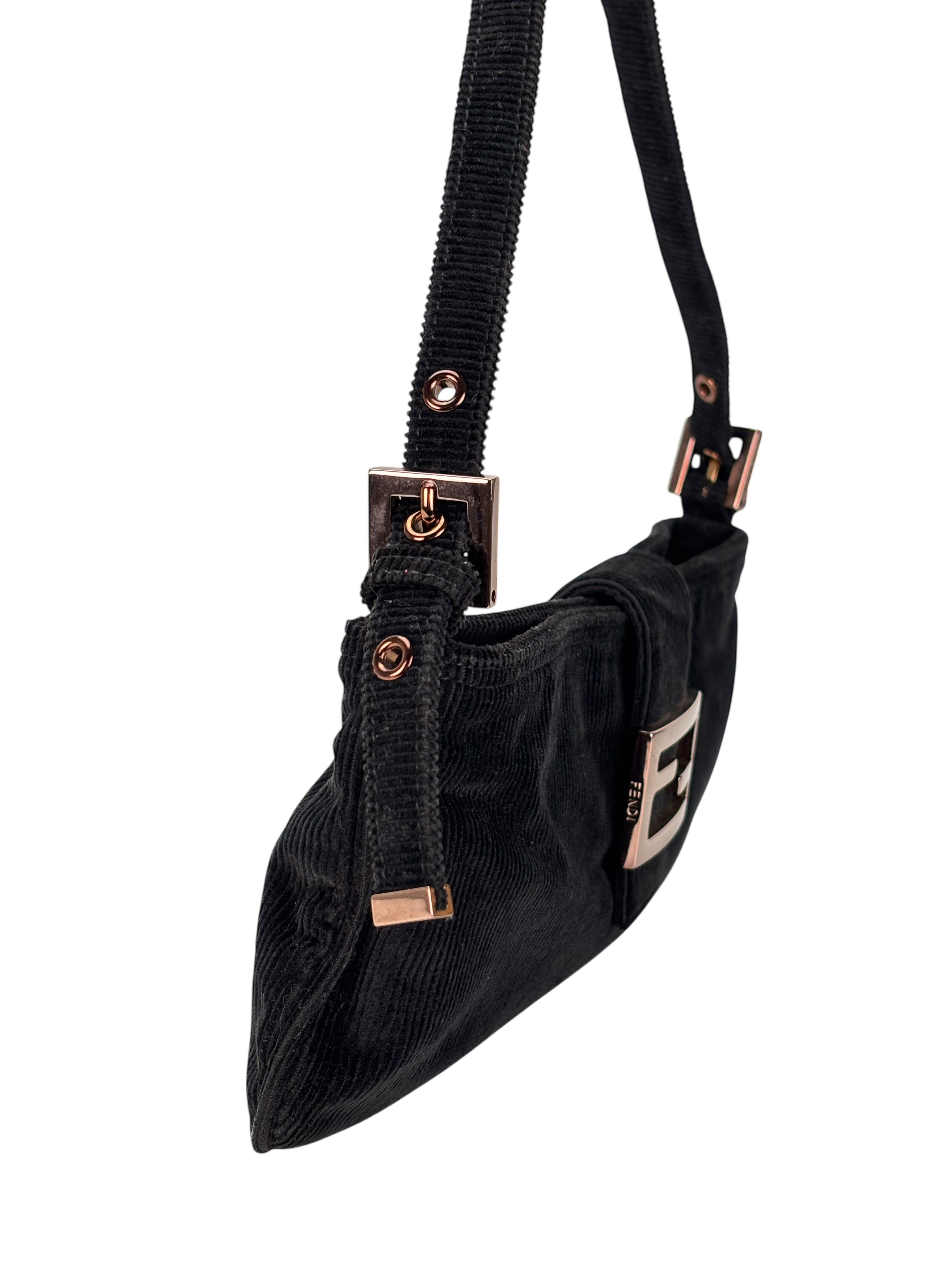FENDI - Black Mamma Bucket Corduroy Shoulder Bag
